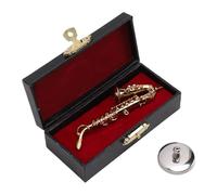 CHICIRIS 8.5cm Saxophone Miniature, Gold Plated Brass, Tenor Saxophone Replica Statue, Home Office Desk Decor, Collector Gift to Musicians Music Lovers