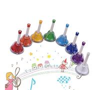 CHICIRIS 8 Note Diatonic Metal Handbell Set, Colorful Musical Toy Bell with Labeled C to High C Notes, Press or Shake Play, Plastic Handle for Kids Music Class Rhythm Learning Choir