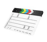 CHICIRIS Acrylic Clapperboard, 30x25cm Movie Director Action Clap Board with Built-in Magnet for Video Production and Photography (Colored striped white board (PAV1CWE4))