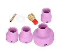 CHICIRIS Alumina Sand Blasting Ceramic Nozzle Set Durable Sandblast Cups for WP-9/20 Welding Torch, 4 Pieces Ceramic Nozzle for Metallurgical Casting, Chuck, Gas Mirror, Gasket for Industrial