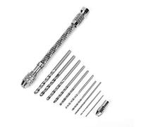 CHICIRIS Aluminum Alloy Hand Twisted Drill, Semi Automatic Manual Drill for Woodworking Model Making, with 10 Bits for Precise Drilling Watch Repair