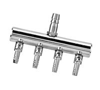 CHICIRIS Aquarium Air Control Valve, Stainless Steel 8mm to 4mm Air Flow Splitter Control Valve with 4 6 8 Ways, Pump Connector for Fish Tank, Hydroponics (8 to 4mm four-hole splitter head)