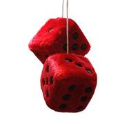 CHICIRIS Automobiles Rear View Mirror Hanging Decoration, Dice Plush Pendant Personal Accessories, Solid Color Fit for Cotton Material RedBlackWhite (Red)