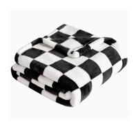 CHICIRIS Baby Blanket Plush Fleece Infant Blanket 30 X 40in Lightweight Breathable Polyester Soft Checkered Comforter for Newborn Toddler Crib Stroller Nursery (Black White)