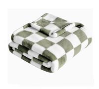 CHICIRIS Baby Blanket Plush Fleece Infant Blanket 30 X 40in Lightweight Breathable Polyester Soft Checkered Comforter for Newborn Toddler Crib Stroller Nursery (Green White)