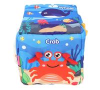 CHICIRIS Baby Tissue Box Toy, Adorable Stuffed Sensory Toy for Early Education with 3 Tissues 8 Scarves, for Infants Toddlers Cognitive Development (Ocean)