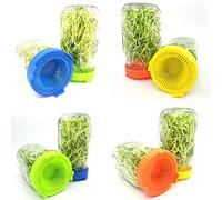 CHICIRIS BAP-Free Plastic Sprouting Lids for Container Growth Easy Drain Wide Mouth Jar 4 Pieces Eco-Friendly (Green)