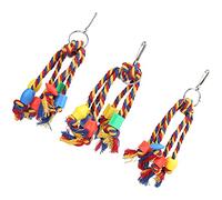 CHICIRIS Bird Chewing Toy Soft Cotton Rope with Colorful Plastic Beads for Small Parrots Rest and Exercise 24cm