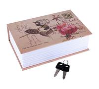 CHICIRIS Book Safe with Security Box, Metal Lock Box for Cash Jewelry (Rose Diary Type)