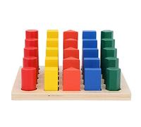 CHICIRIS Building Blocks Wooden Baby Geometric Blocks Color Sorting Stacking Toy with Shape Board 4 Colors Multiple Shapes Hand Eye Coordination Learning for Toddlers