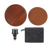 CHICIRIS Car Cup Holder Tray Table, 360° Rotating for Most Vehicles with Silicone Mat Solid Wood Universal Fit Front Rear Passenger Seat