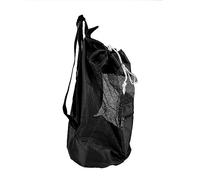 CHICIRIS Children's Mesh Beach Toy Storage Bag Durable Drawstring Backpack for Outdoor Activities Beach Pool Lightweight Nylon Adjustable Straps (Black)