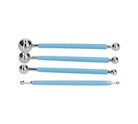 CHICIRIS Clay Tools, Ceramic Tools for Pottery with Firm Structure Blue 4Pcs Stainless Steel Ball Sculpting Clay Sculpting for DIY Baking Decoration, Pottery and Craft (4-Piece Set self-Sealed Bag)