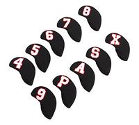 CHICIRIS Club Head Covers Neoprene Iron Club Head Cover Set 10 Pcs 14x7cm with Number Marks 4 5 6 7 8 9 P S A X for Golfers Practice Course Storage (Black)