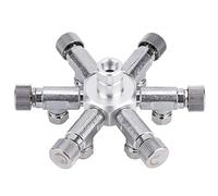 CHICIRIS CO2 Splitter Valve, Multi Ways Distributor for Aquarium Fish Tank with Individual Needle Valves, Aluminum Alloy Stainless Steel Material, 2 3 4 5 6 Ways Optional (6 passes)