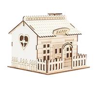 CHICIRIS Colorable Wooden Villa House Piggy Bank with LED Light, Desktop Money Box for Kids' Fund Management