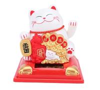 CHICIRIS Decorative Lucky Cat Ornament Vibrant Waving Arm Solar Driven Fortune Cat for Living Room and Car 8.1cm (White)