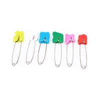 CHICIRIS Diaper Pins in Assorted Colors, Safety Lock for Cloth Diaper Pins for Home Use, Heavy Duty Stainless Steel with Plastic Safety Fasteners, Pack of 12, Prevents (6 Colorful Animal Head pins)