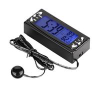 CHICIRIS Digital Car Thermometer ABS Vehicle Clock LCD Temperature Meter 12V with Alarm 14 to 158F Dual Indoor Outdoor Display 12 24 Hour for Universal Cars Trucks