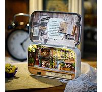 CHICIRIS DIY Miniature Box Dollhouse with LED Light String, Good Old Time Theme, Improve Hand-eye Coordination Ability, Home Decoration and, Ramble in Winter/Street Corner/Rural (Happy Street Corner)