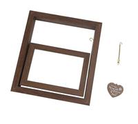 CHICIRIS Dog Rotating Picture Frame, Solid Wood Double Sided Heart Pendant Pet Memorial Photo Frame with Rotating Base, for Home Decor Wedding Gift