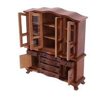 CHICIRIS Dollhouse Furniture, Wooden Miniature Bookshelf, Exquisite 1:12 Scale Dollhouse Display Cabinet for Kids and Collectors (Maroon)