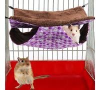 CHICIRIS Double Layer Pet Hanging Bed Warm Hammock for Squirrels and Small Animals Soft Shu Velveteen Purple Rabbit Design 36x36cm (Large Size)