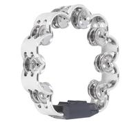 CHICIRIS Double Row Floral Design Tambourine with Percussion Jingles, Happy Playing, Pretty Sounds, Broad Utility for Party Performance (Silver)
