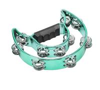CHICIRIS Double Row Hand Tambourine, Metal Percussion Instrument with Ergonomic Grip and Non Slip Edge, for Concert, Dance, Band, Party and Celebration (Green)