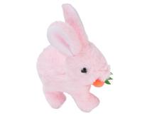 CHICIRIS Electric Plush Toy Interactive Moving Ears with Carrot Prop for Parent Child Play Social Skills Nature Imagination Lifelike Interaction (Pink)