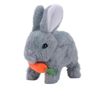CHICIRIS Electric Plush Toy Interactive Moving Ears with Carrot Prop for Parent Child Play Social Skills Nature Imagination Lifelike Interaction (Grey)