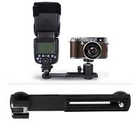 CHICIRIS External Flash Dual Head Crossbar Bracket Durable Aluminum Alloy Flash Bracket for Photography, LED Light, Small Camera and DV for Professional Photographers