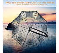 CHICIRIS Fish Net Portable Foldable Fishing Trap with Steel Wire Frame, Ideal for Crab Shrimp and Lobster Fishing, Compact Design for Outdoor Use (16 Holes)