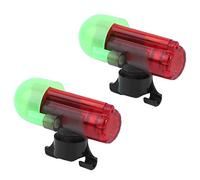 CHICIRIS Fishing Bite Alarm, 2 Pack Electronic Rod Indicator with LED Sound Alert, Clip On Plastic Sensor with LR44 Batteries, Red Green Light for Night Sea Lake River Fishing