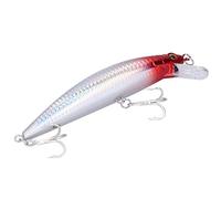 CHICIRIS Fishing Lure, Lifelike Brightly Colored 3D Simulation Eye Bait with Strengthened Treble Hook, for River Ocean Boat Beach Lake Fishing (Red Head White Body)