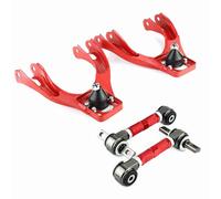 CHICIRIS Front Upper Control Arm Kit Alloy Steel Upper Control Arm Kit with Adjustable Ball Joint Red 4 Piece Camber Set for Del Sol Integra Street Use