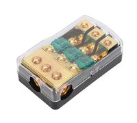 CHICIRIS Fuse Holder, Gold Copper Alloy Mini ANL Fuse Holder 60 Amp Distribution Block, 0 2 4 Gauge Input to 4 6 8 Gauge Output, for Car Truck Boat Audio Amplifier (3 Way)