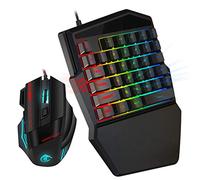 CHICIRIS Gaming Mouse Keyboard Set, Durable LED Backlight One-Handed Keyboard for/OS X, PC Gamer Set for 7/8/10, Nylon Cord Mouse, Colorful Lighting Effects