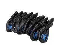CHICIRIS Golf Club Covers 8Pcs Club Iron Head Covers Set Soft PU 48 50 52 54 56 58 60 62 Degree Mark for Brassie (Black)