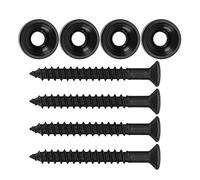 CHICIRIS Guitar Neck Joint Bushings Set 4Pcs Stainless Steel Ferrules and Bolts for Electric Bass Guitars with Built-in Neck Screw Bushing (Black)