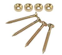 CHICIRIS Guitar Neck Joint Bushings Set 4Pcs Stainless Steel Ferrules and Bolts for Electric Bass Guitars with Built-in Neck Screw Bushing (Gold)