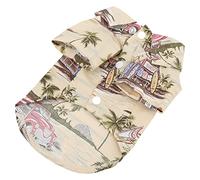 CHICIRIS Hawaiian Dog Shirts, Soft Cotton Breathable Summer T Shirt with Coconut Tree Print for Small Medium Dogs Cats, Easy Button Closure (S)