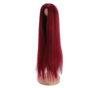 CHICIRIS High Temperature Silk Doll Wig with Medium Part Long Straight Hair, Fit for Dolls with Head Circumference 18.5-21 Cm, Ideal for DIY Production (Wine Red)