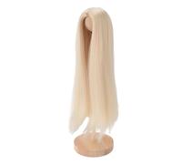 CHICIRIS High Temperature Silk Doll Wig with Medium Part Long Straight Hair, Fit for Dolls with Head Circumference 18.5-21 Cm, Ideal for DIY Production (Milky Gold)
