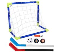 CHICIRIS Hockey Soccer Ball Set Kids Hockey Set 2 in 1 Football Ice Goal Kit Portable Easy to Assemble with Durable ABS Nylon Net for Indoor Outdoor Play Ages 3+