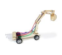 CHICIRIS Hydraulic Excavator Model, Complete Wooden Science Experiment Toy with Syringe Powered System for Kids STEM Learning, Educational Building Project