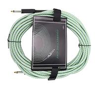 CHICIRIS Instrument Cable 10Meter Braided Guitar Cord with Metal Plated Plugs for Bass Professional Audio Equipment Copper Core Low (Green)