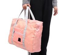 CHICIRIS Large Capacity Foldable Travel Duffel Bag, with Luggage Trolley Strap for Travel Storage Organization (Pink)