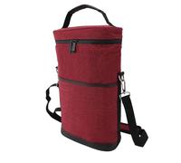 CHICIRIS Leakproof Insulated 2 Bottle Wine Carrier Portable Wine Cooler Bag for Travel Camping and Tasting Adjustable Strap Design (Red)