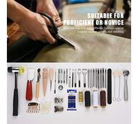 CHICIRIS Leather Craft Tools Stitching Groover Set for Leather Sewing and Stitching, 42pcs Craft Kit with Instructions for Novice or Proficient, Metal + Wood +